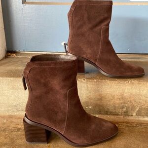 Vince Camuto Rich Brown Suede Block Heeled Boots